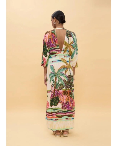Lola Casademunt Palm tree print dress ecru/multicolor