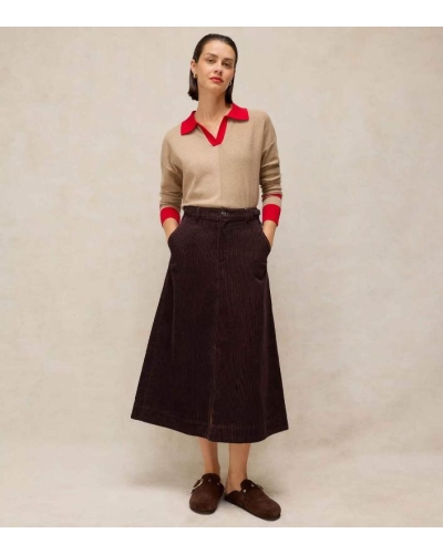 White Stuff Albie Midi Skirt dark brown