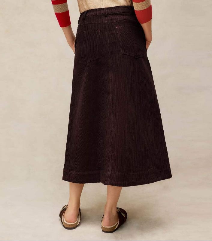 White Stuff Albie Midi Skirt dark brown