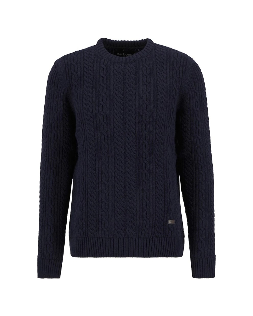 Barbour Lowfen cable crew neck navy navy