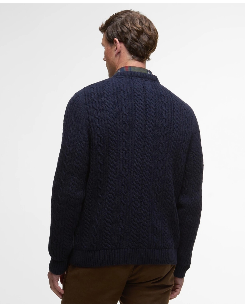 Barbour Lowfen cable crew neck navy navy