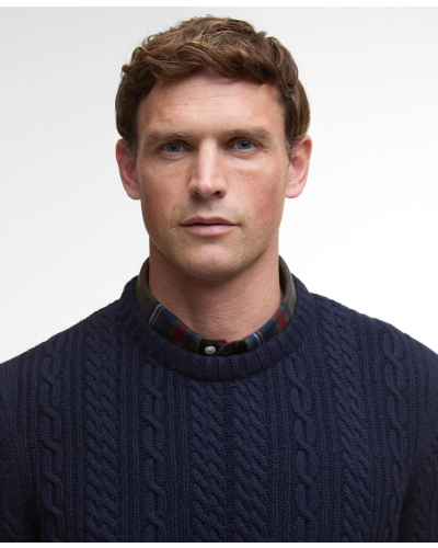 Barbour Lowfen cable crew neck navy navy