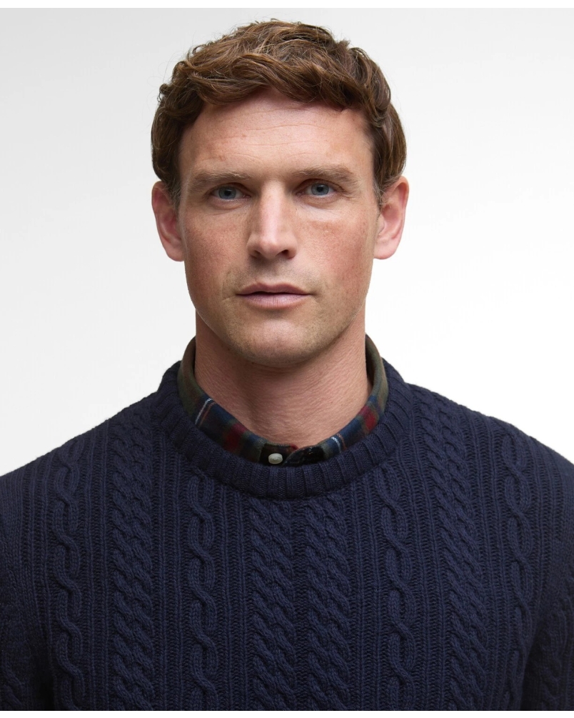 Barbour Lowfen cable crew neck navy navy