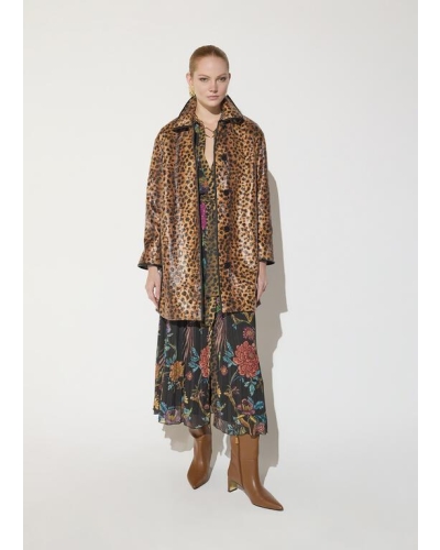 Lola Casademunt Leopard print coat with piping marron-black