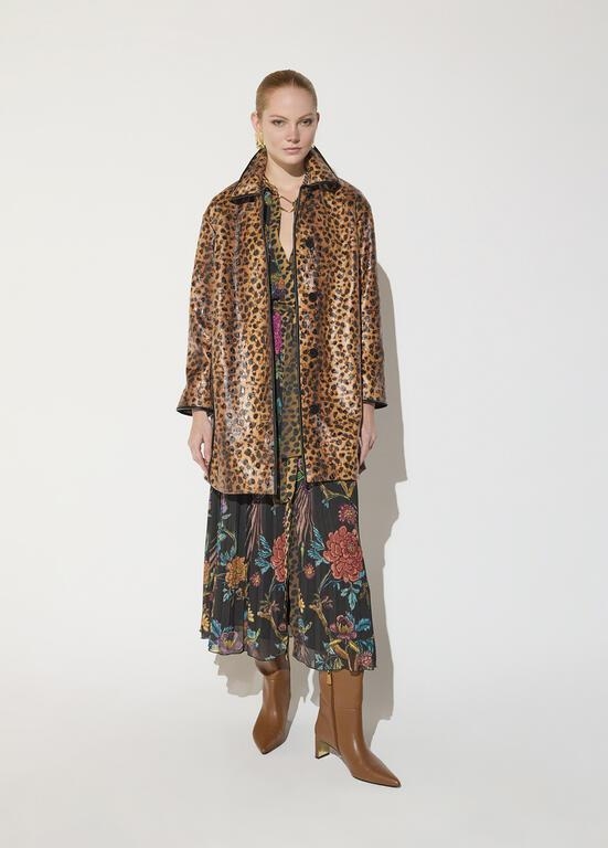 Lola Casademunt Leopard print coat with piping marron-black
