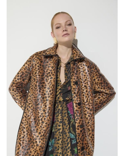 LOLA CASADEMUNT Lola Casademunt Leopard print coat with piping