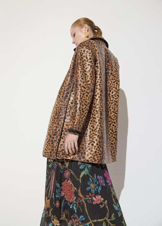 Lola Casademunt Leopard print coat with piping marron-black