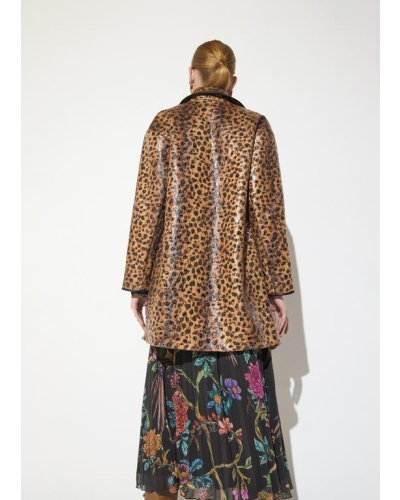 Lola Casademunt Leopard print coat with piping marron-black