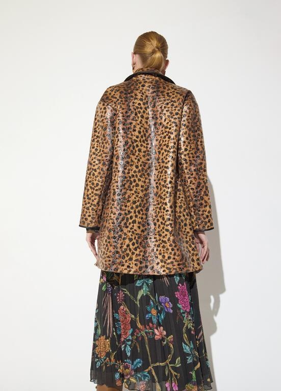 Lola Casademunt Leopard print coat with piping marron-black