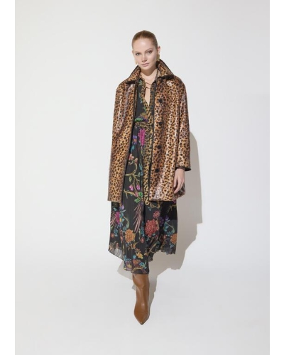Lola Casademunt Leopard print coat with piping marron-black