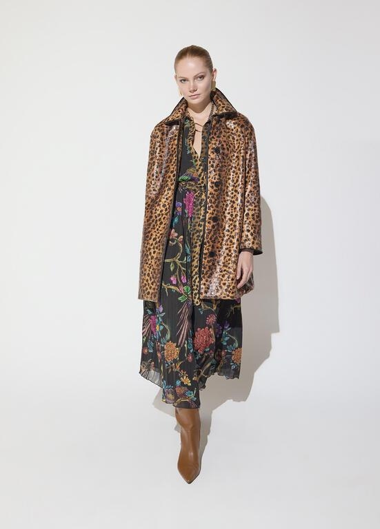 Lola Casademunt Leopard print coat with piping marron-black