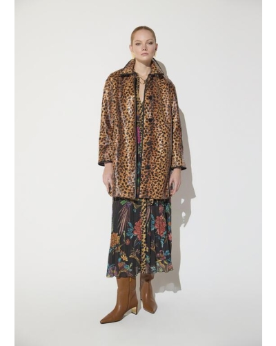 Lola Casademunt Leopard print coat with piping marron-black