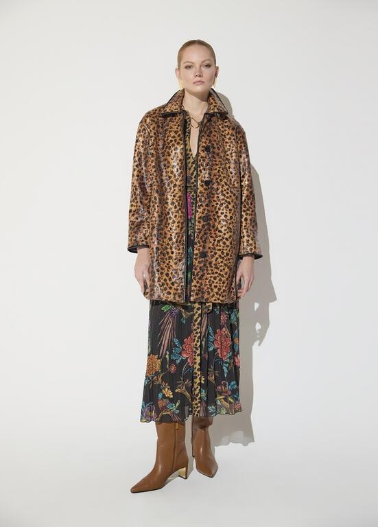 Lola Casademunt Leopard print coat with piping marron-black