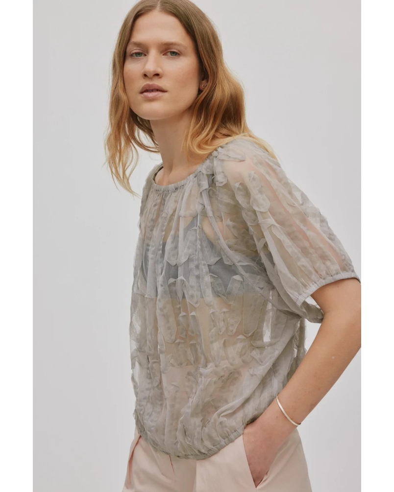 Rabens Saloner Delva splash netting top silver grey