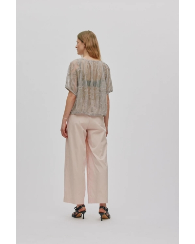 Rabens Saloner Delva splash netting top silver grey