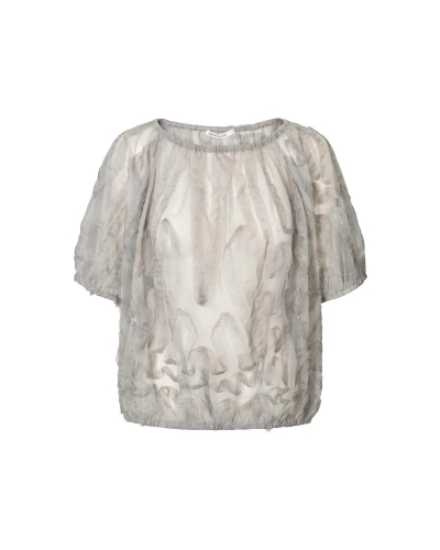 Rabens Saloner Delva splash netting top silver grey