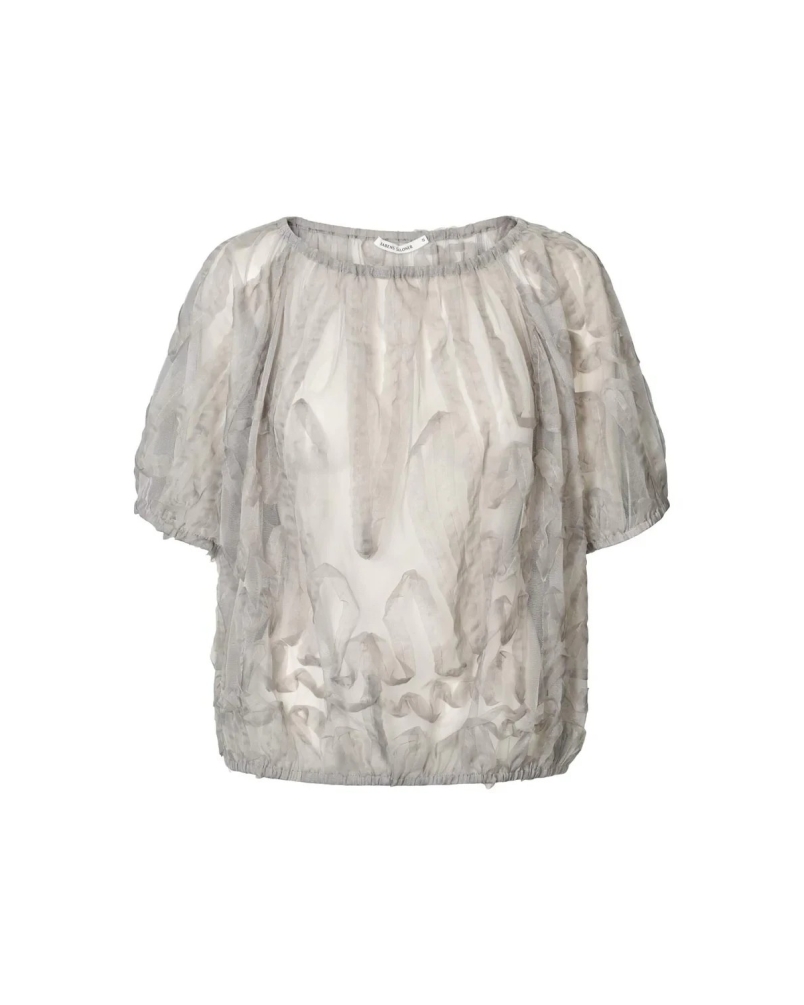 Rabens Saloner Delva splash netting top silver grey
