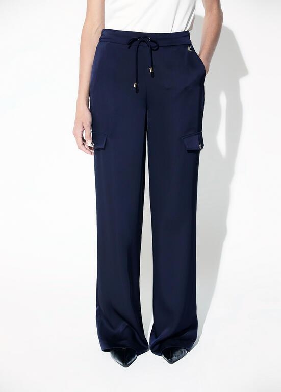 Lola Casademunt Satin cargo pants navy