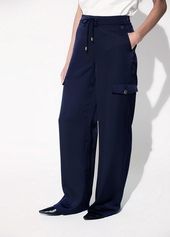 Lola Casademunt Satin cargo pants navy