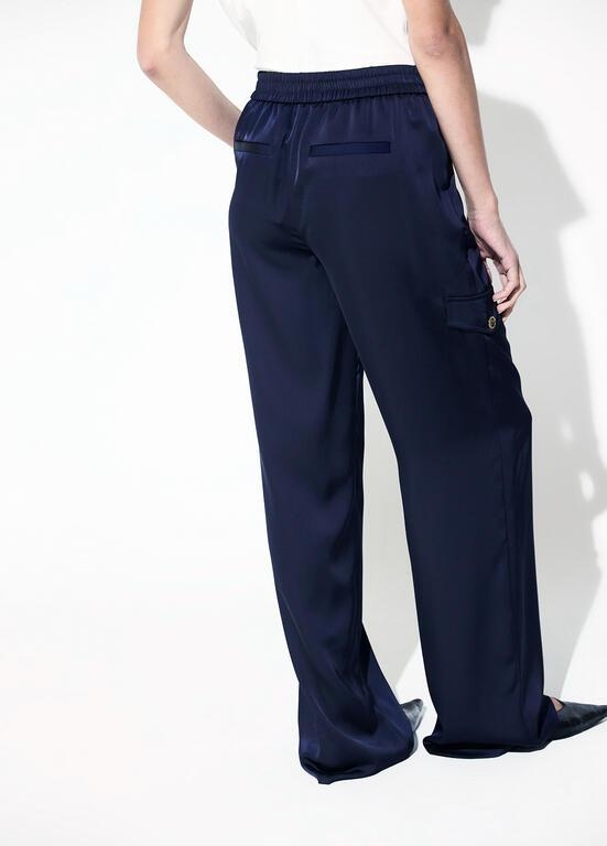 Lola Casademunt Satin cargo pants navy