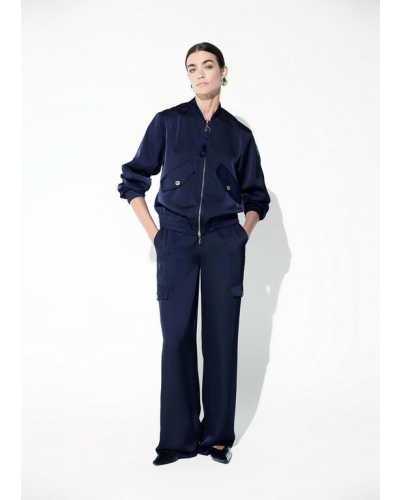 Lola Casademunt Satin cargo pants navy