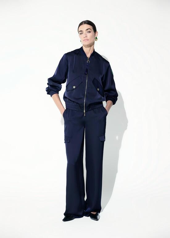 Lola Casademunt Satin cargo pants navy