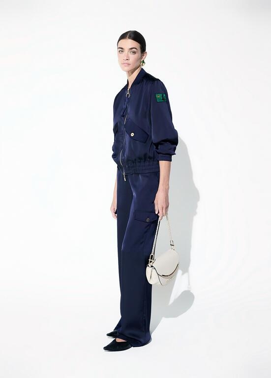 Lola Casademunt Satin cargo pants navy