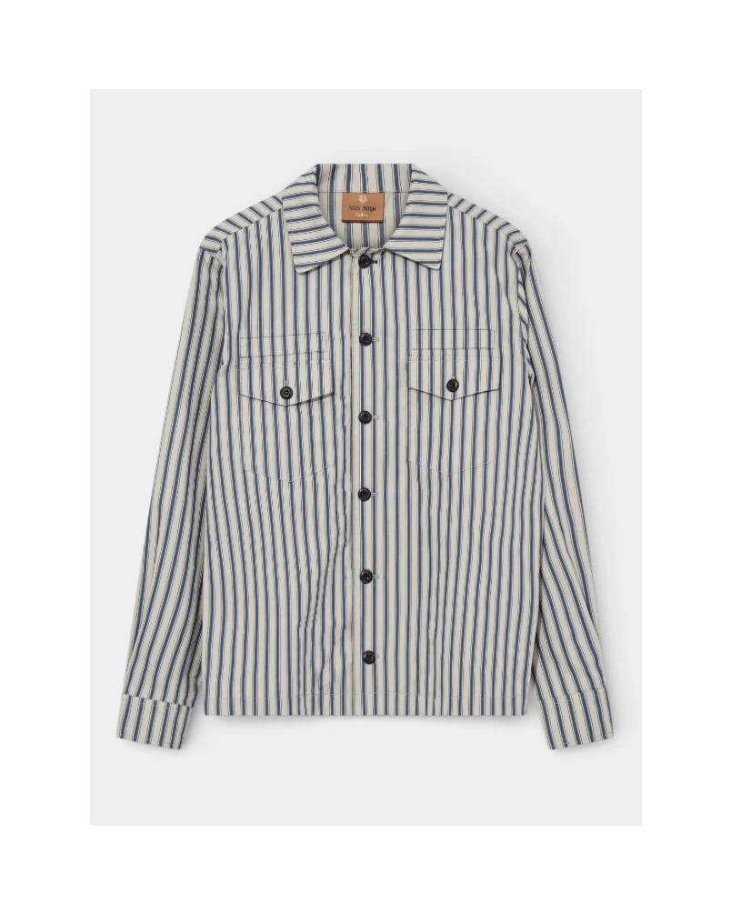 Mos Mosh Gallery Marcello stripe overshirt estate blue