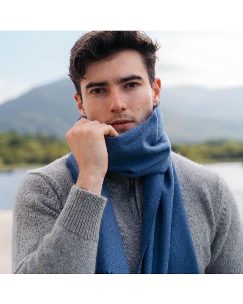 John Hanly Merino Luxury wool scarf denim blue