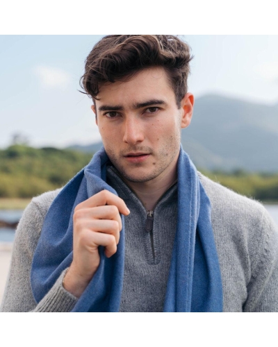 John Hanly Merino Luxury wool scarf denim blue