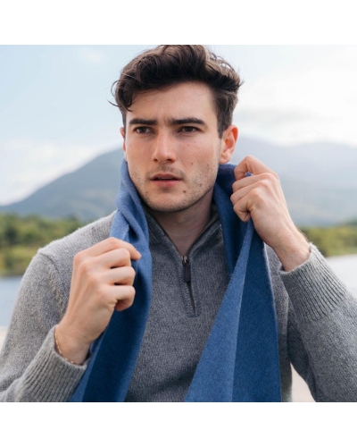 John Hanly Merino Luxury wool scarf denim blue