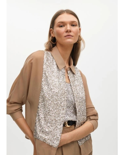 Shirt with sequins on chest oro blanco