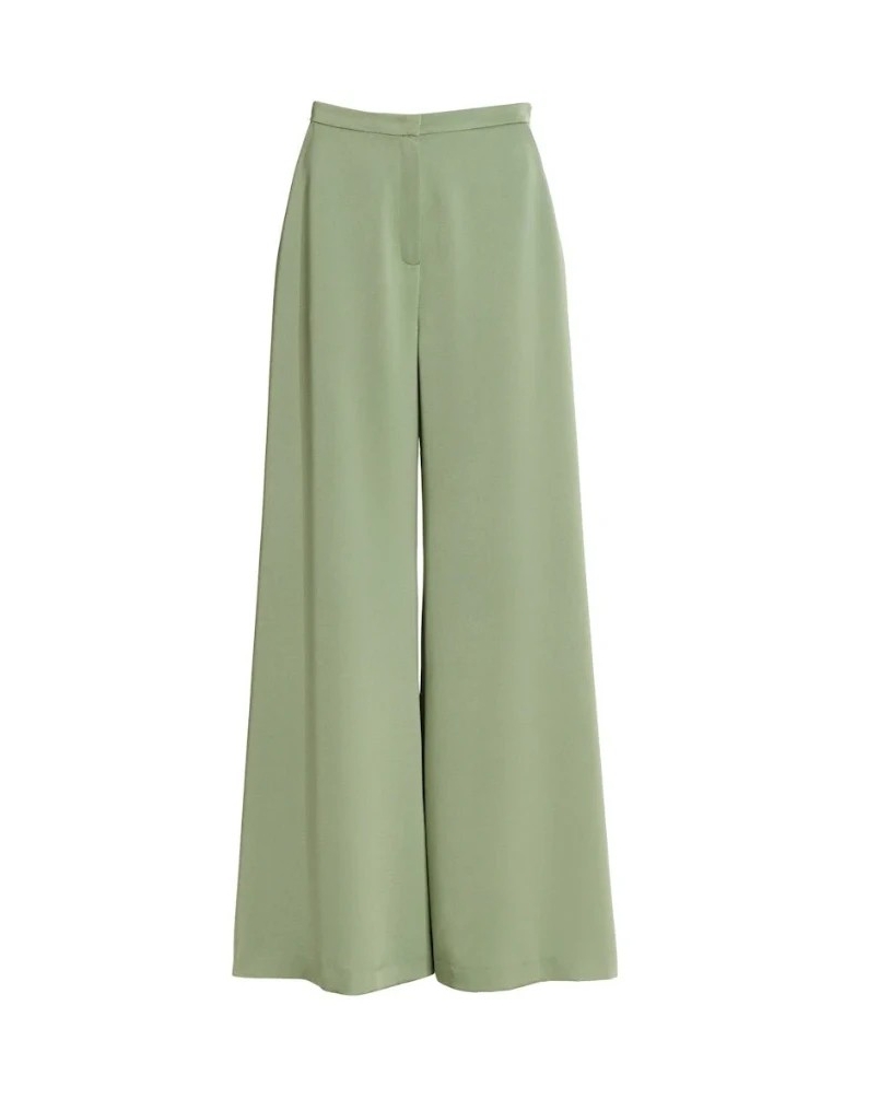 Swing Satin wide leg trousers pistachio green