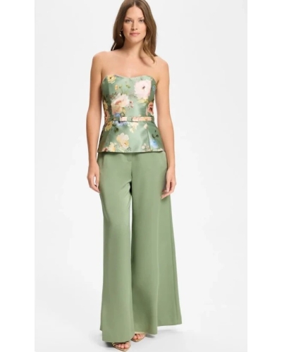 Swing Satin wide leg trousers pistachio green