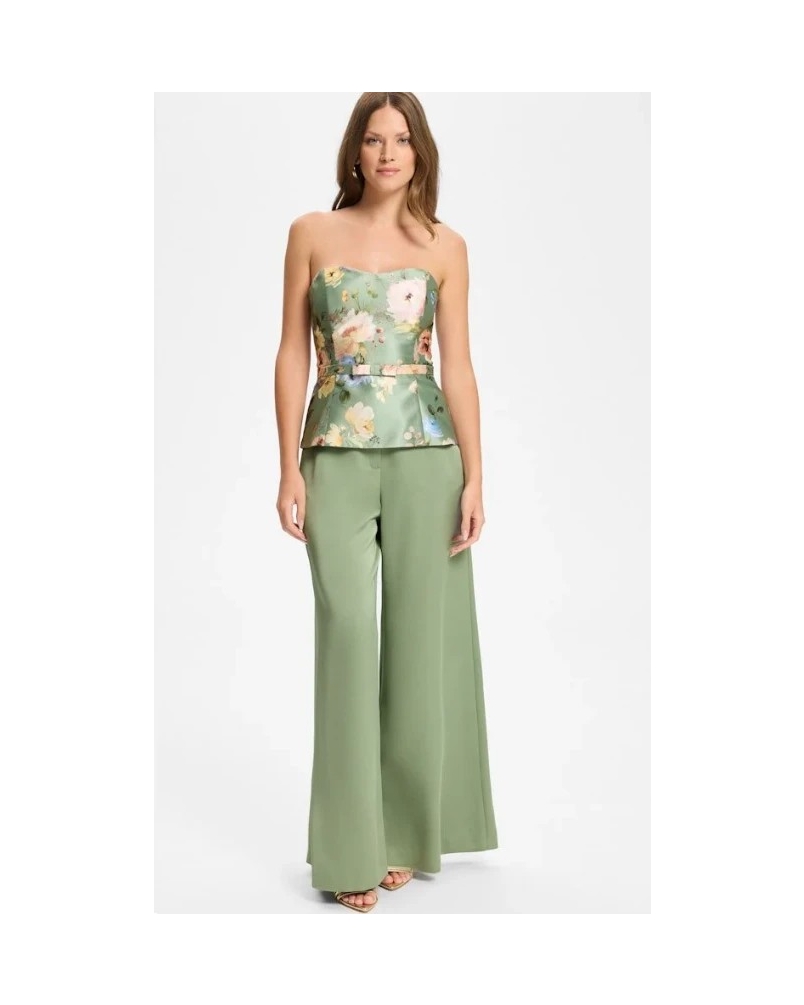 Swing Satin wide leg trousers pistachio green