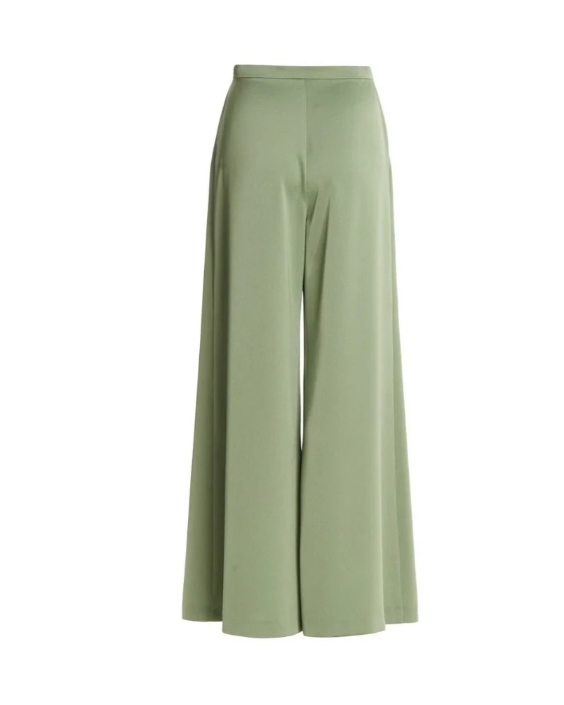 Swing Satin wide leg trousers pistachio green