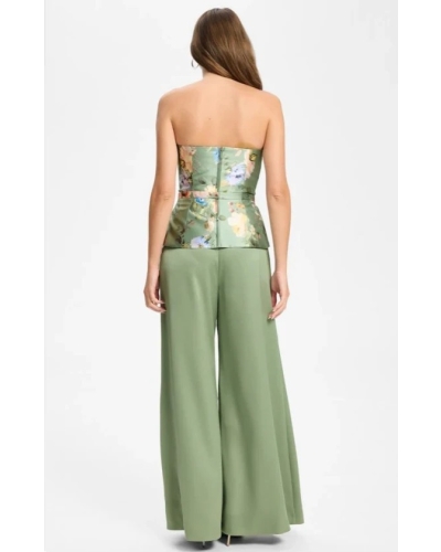 Swing Satin wide leg trousers pistachio green