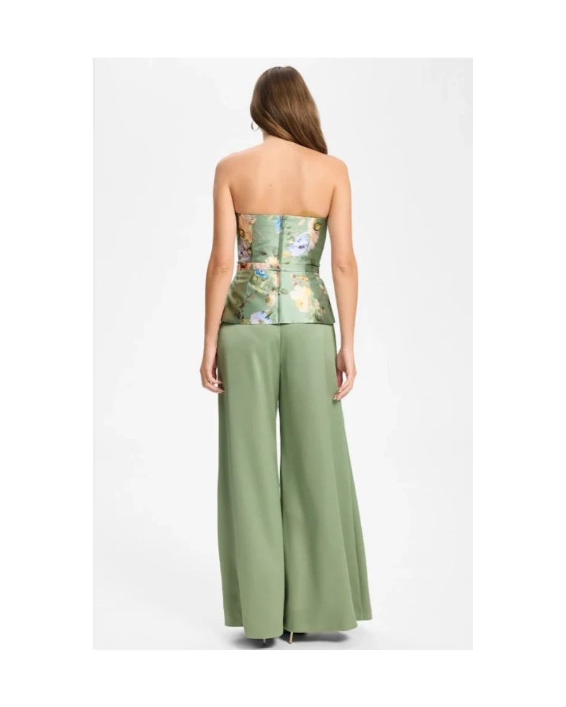 Swing Satin wide leg trousers pistachio green