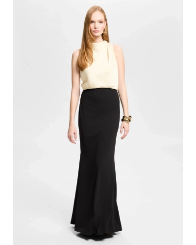 Swing Evening dress in color-blocking look black/champagne beige