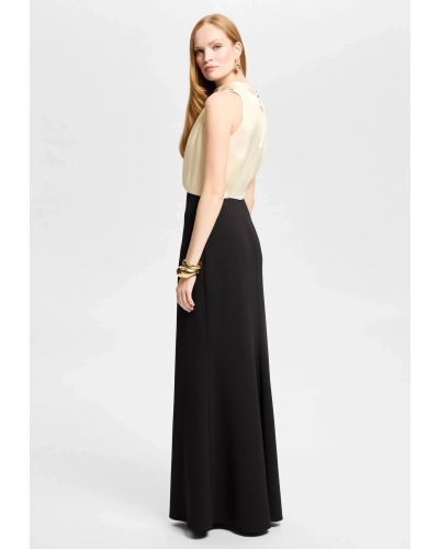 Swing Evening dress in color-blocking look black/champagne beige