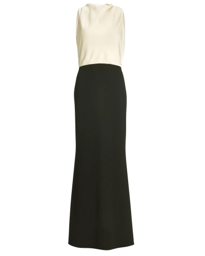 Swing Evening dress in color-blocking look black/champagne beige