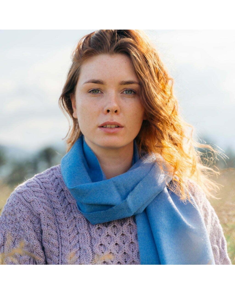 John Hanly Merino luxury wool scarf lapis blue