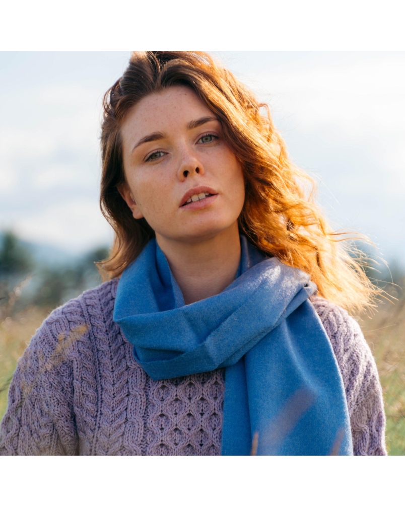 John Hanly Merino luxury wool scarf lapis blue