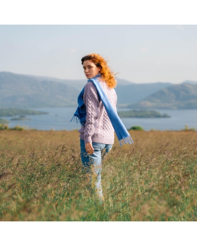 John Hanly Merino luxury wool scarf lapis blue