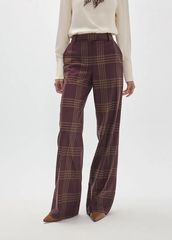 Lola Casademunt Long straight checked pants vino