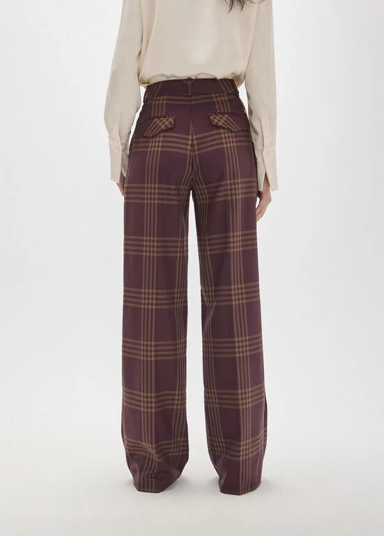 Lola Casademunt Long straight checked pants vino
