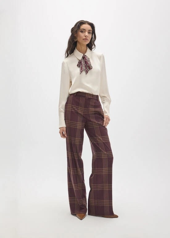 Lola Casademunt Long straight checked pants vino