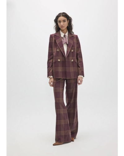Lola Casademunt Long straight checked pants vino
