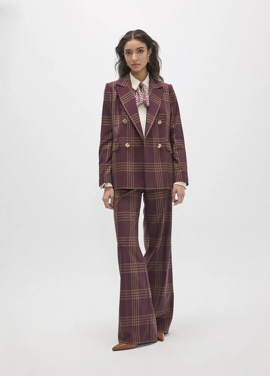 Lola Casademunt Long straight checked pants vino