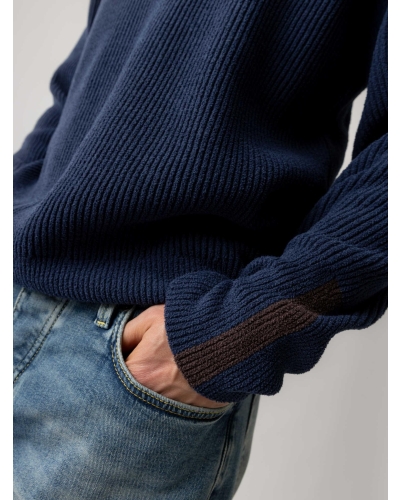 Mos Mosh Gallery Porter soft quater-zip knit navy